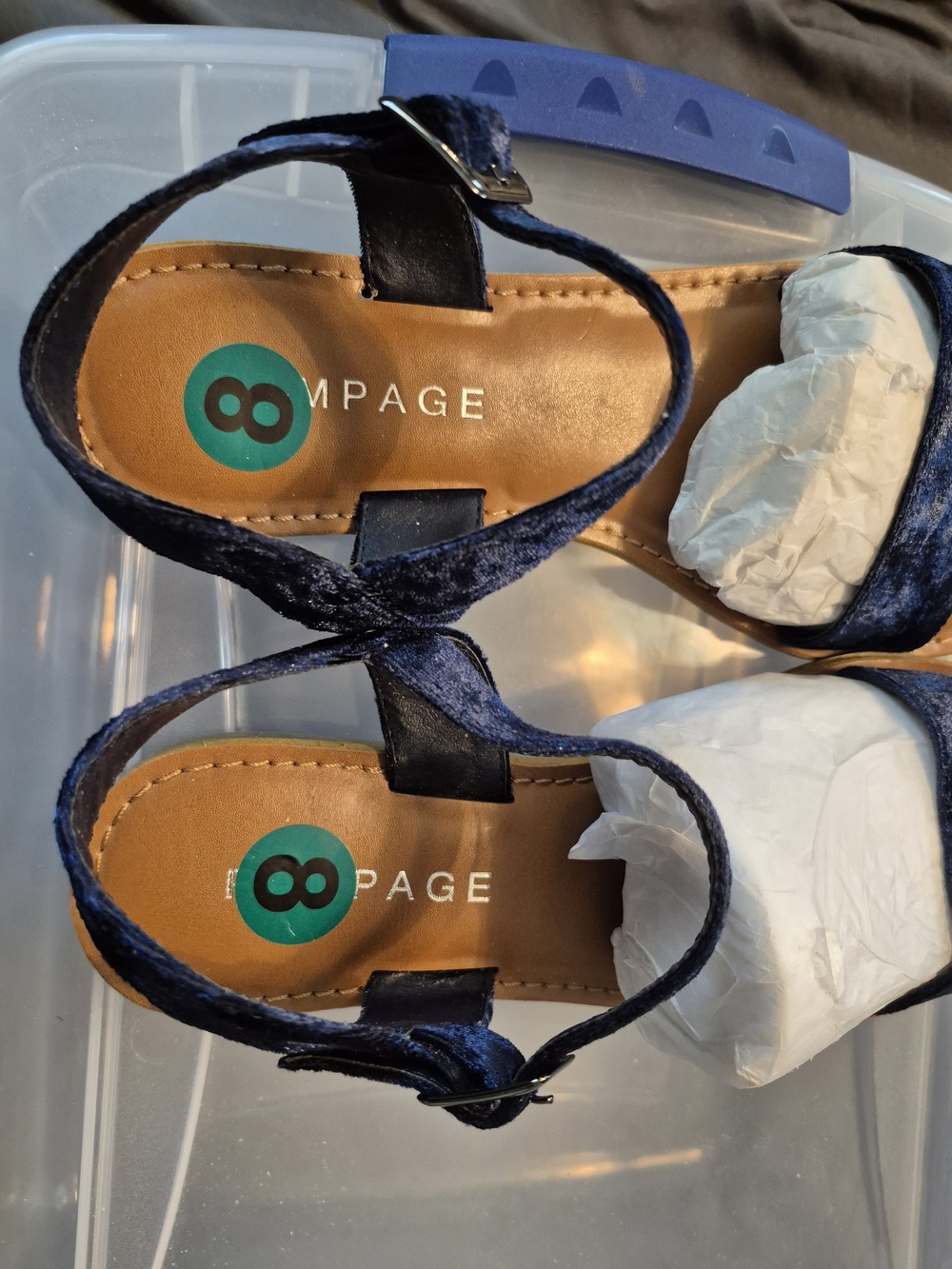 Rampage Navy Velvet Ankle Strap Sandals - Picture 3 of 4